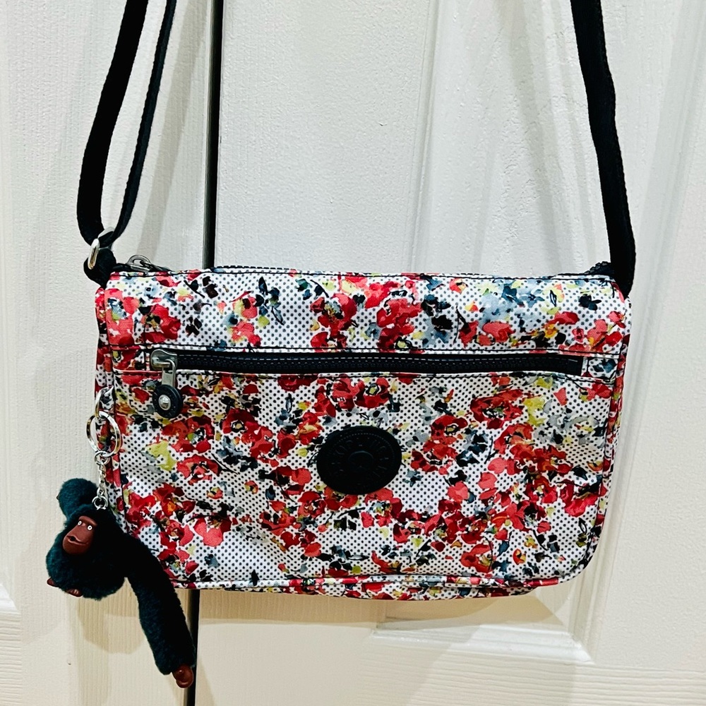 NWOT KIPLING POLKA DOT FLORAL CROSSBODY BAG